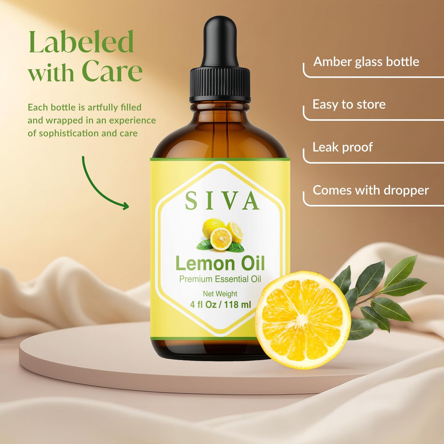 Siva Lemon Essential Oil 4oz – 100% Natural for Diffuser & Skin