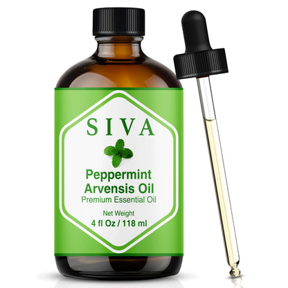 Siva Peppermint Arvensis Essential Oil - 4 Oz - 100% Natural - Diffuser, Skin & Hair Care