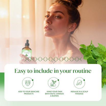 Siva Peppermint Essential Oil - 4 oz | 100% Natural, Diffuser & Skincare