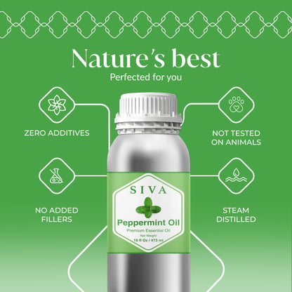 Siva Peppermint Essential Oil 16 oz - 100% Natural Peppermint Oil for Diffuser, Skin & Hair Care