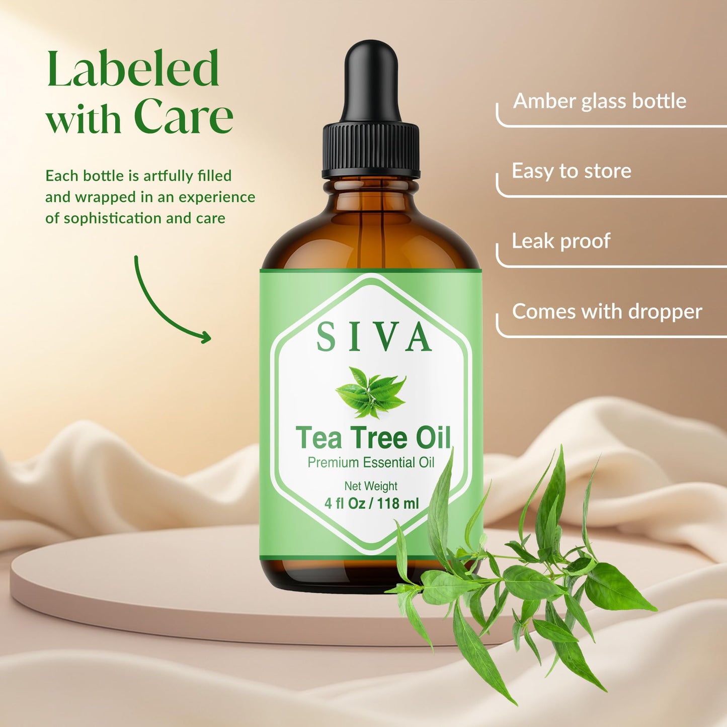 Siva Tea Tree Essential Oil - 4 oz | 100% Natural, Diffuser & Skincare