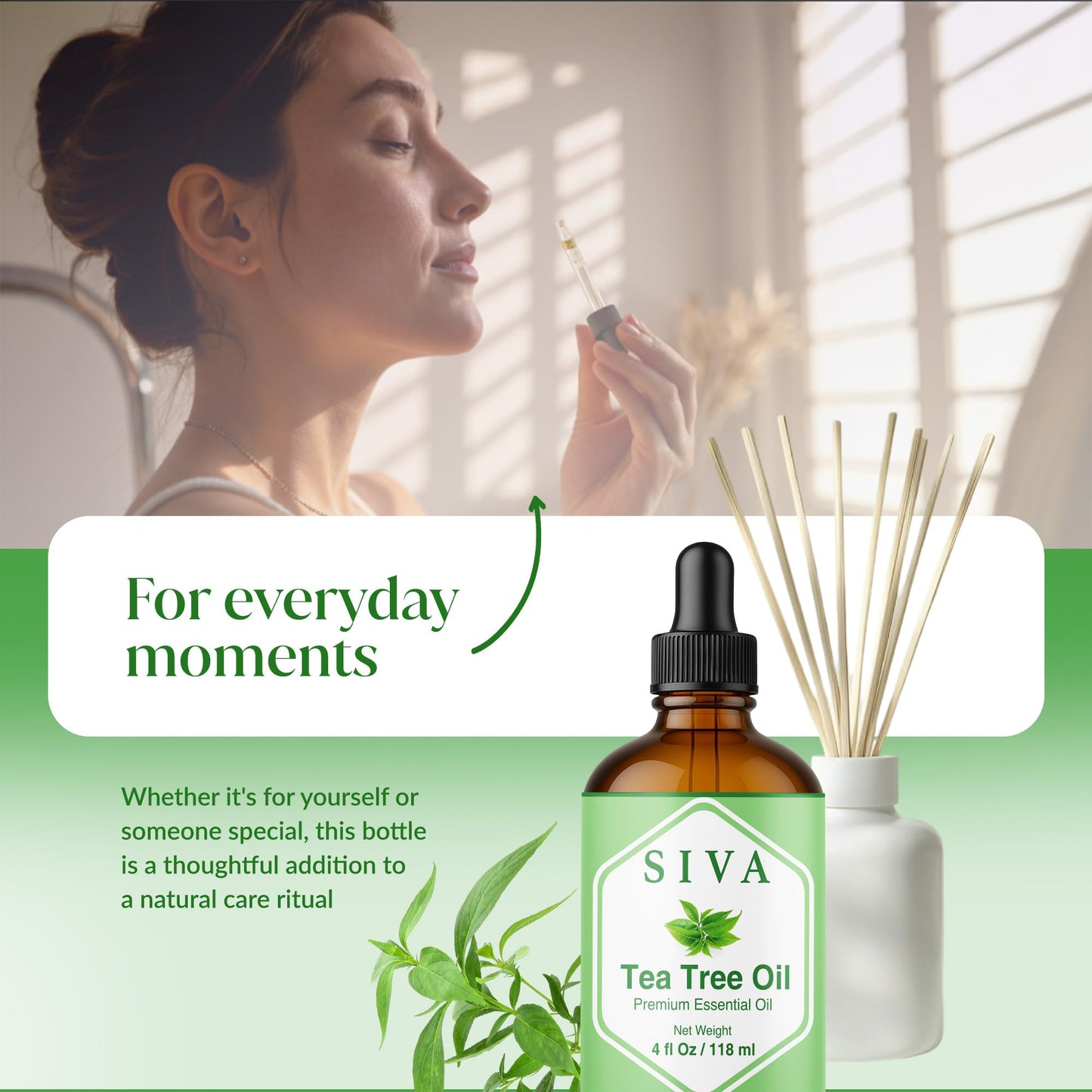 Siva Tea Tree Essential Oil - 4 oz | 100% Natural, Diffuser & Skincare