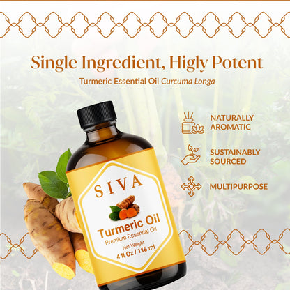 Siva Turmeric Essential Oil - 4 oz | 100% Natural Turmeric Oil for Diffuser & Skin Care