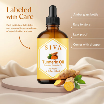 Siva Turmeric Essential Oil - 4 oz | 100% Natural Turmeric Oil for Diffuser & Skin Care