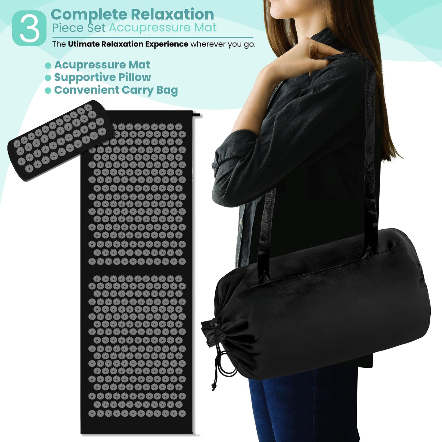 Sivan Health & Fitness Acupressure Mat & Pillow Set – Stress Relief, Back & Neck Pain