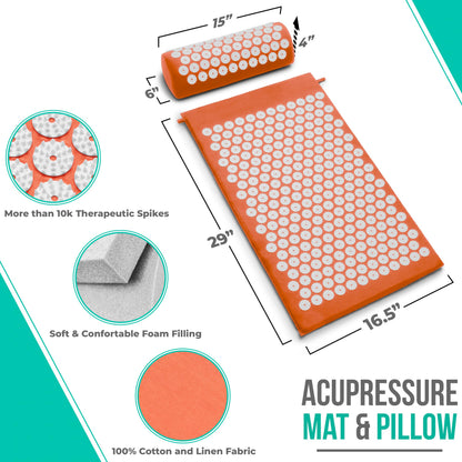Sivan Health Acupressure Mat & Pillow Set – Stress Relief, Back & Neck Pain