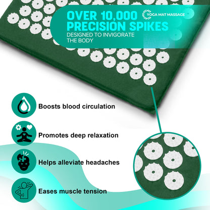Sivan Back & Neck Pain Relief Acupressure Mat & Pillow Set – Green