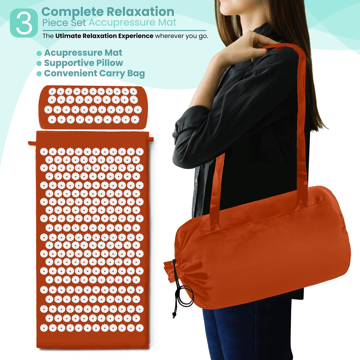 Sivan Health Acupressure Mat & Pillow Set – Stress Relief, Back & Neck Pain
