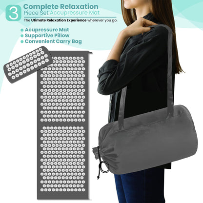 Sivan Health & Fitness Acupressure Mat & Pillow Set – Grounding Mat for Stress Relief, Back & Neck Pain