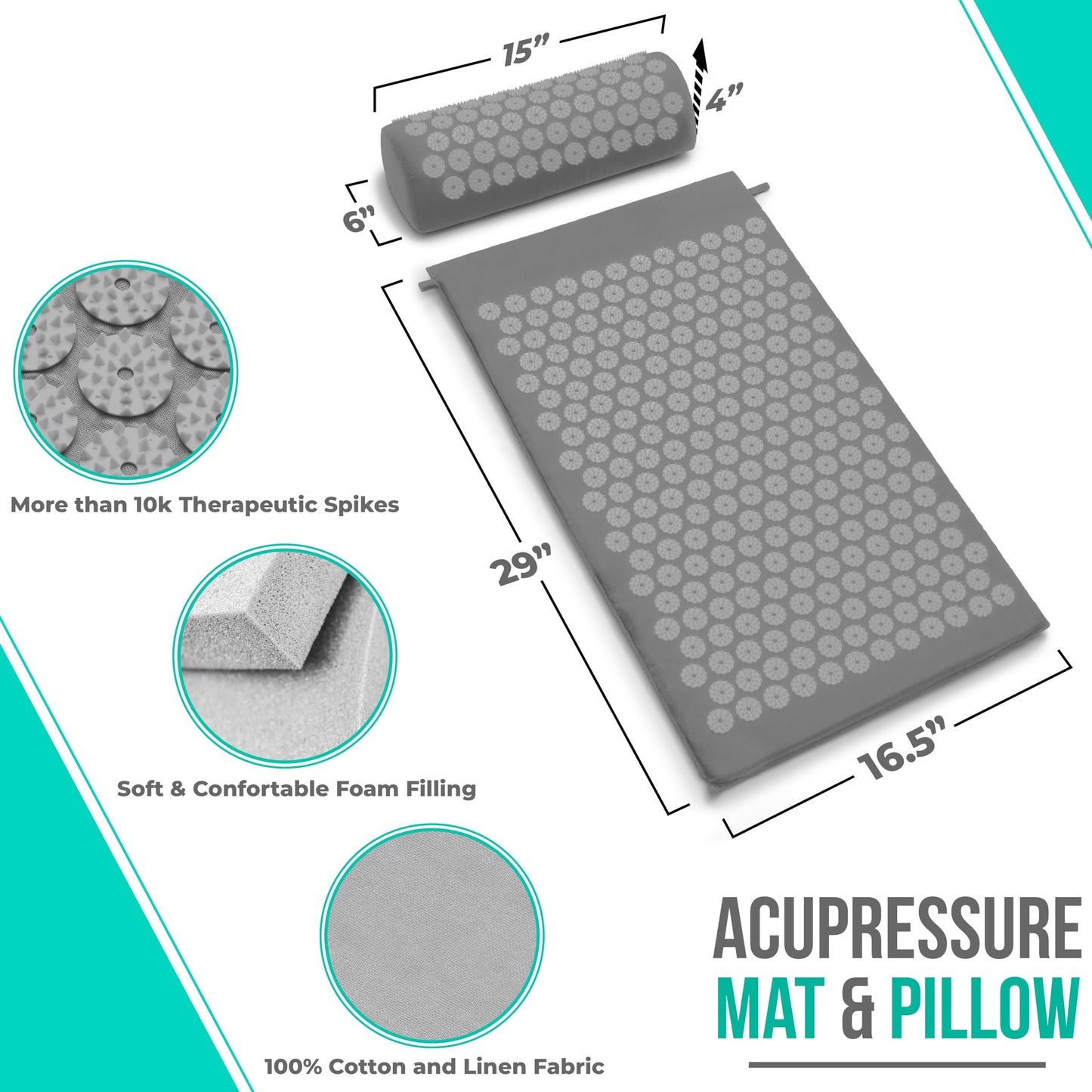 Sivan Health Acupressure Mat & Pillow Set – Grounding for Stress & Pain