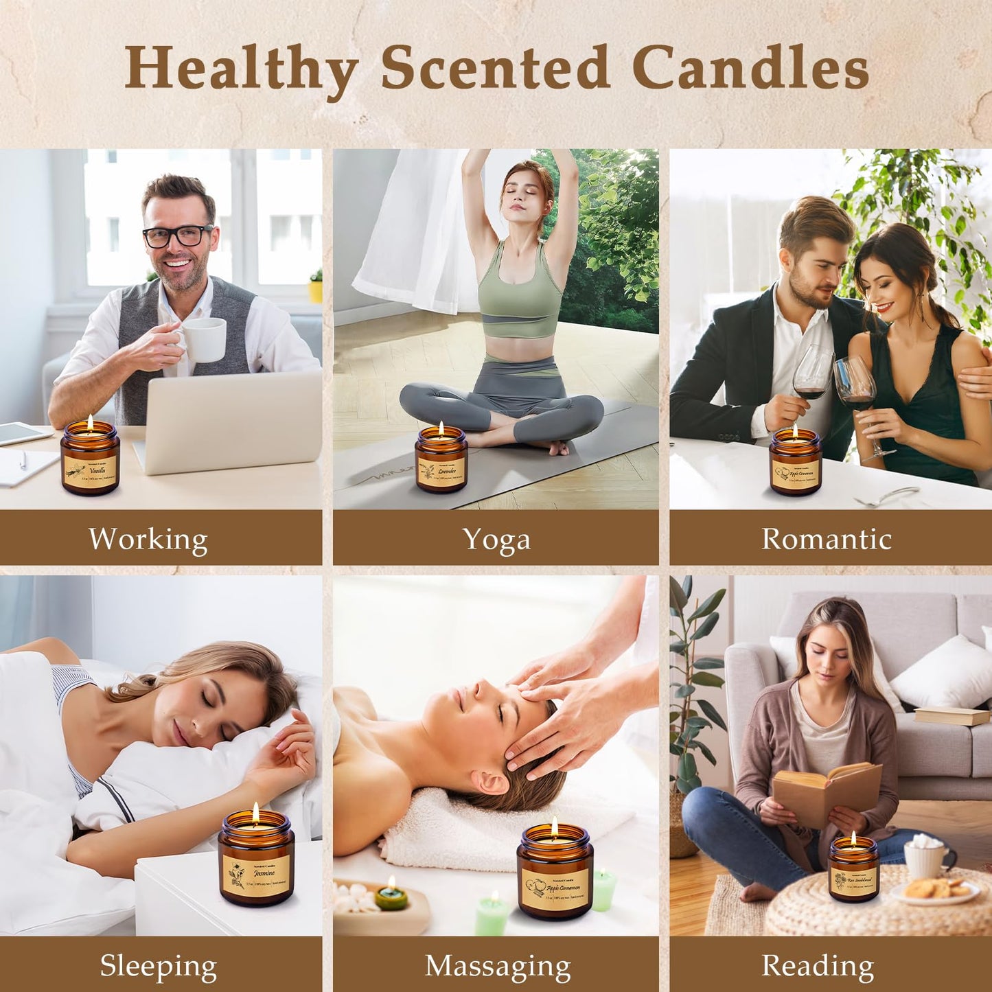 Six Pack Soy Wax Candles Gift Set – Aromatherapy Scented Jars for Home