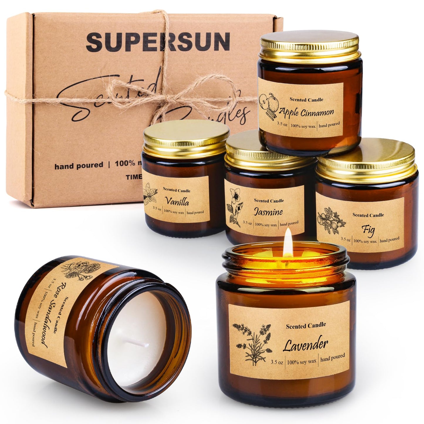 Six Pack Soy Wax Candles Gift Set – Aromatherapy Scented Jars for Home