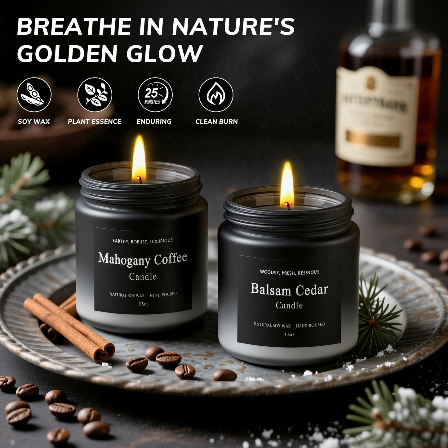 6 Pack Men Candles – Soy Wax, 200-Hour Long Lasting Gift Set