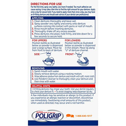 Super Poligrip Extra Strength Denture Adhesive Powder – 1.6 oz, 6-pack