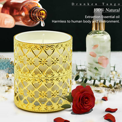 6 Pack Scented Candles with Gold Holders - 120 Hours Total