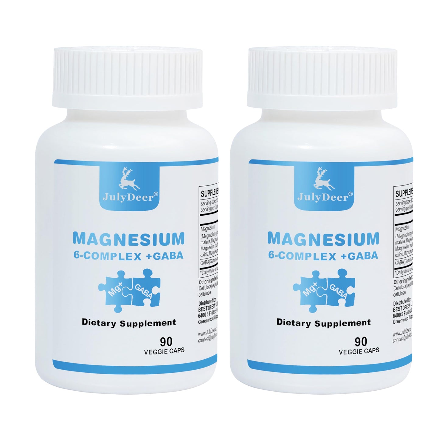 Two Bottles Sixfold Magnesium Complex – 350mg Mg Glycinate/Malate/Citrate/Taurine/Oxide/L-Threonate | Muscles & Nerves, Energy, Sleep Support | Vegan | 90 Capsules