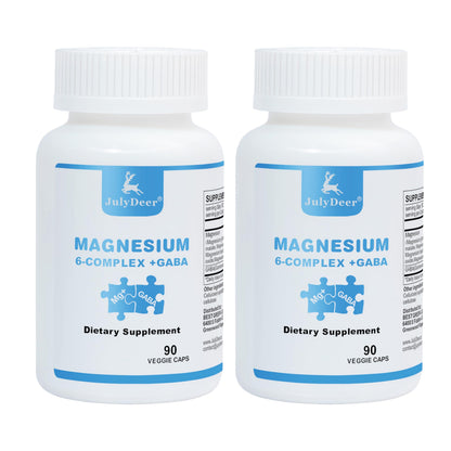 Two Bottles Sixfold Magnesium Complex – 350mg Mg Glycinate/Malate/Citrate/Taurine/Oxide/L-Threonate | Muscles & Nerves, Energy, Sleep Support | Vegan | 90 Capsules