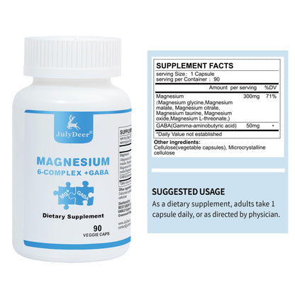 Two Bottles Sixfold Magnesium Complex – 350mg Mg Glycinate/Malate/Citrate/Taurine/Oxide/L-Threonate | Muscles & Nerves, Energy, Sleep Support | Vegan | 90 Capsules