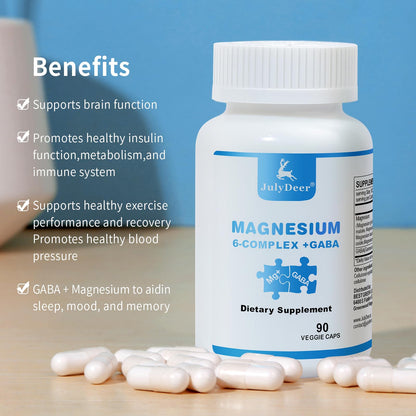 Two Bottles Sixfold Magnesium Complex – 350mg Mg Glycinate/Malate/Citrate/Taurine/Oxide/L-Threonate | Muscles & Nerves, Energy, Sleep Support | Vegan | 90 Capsules