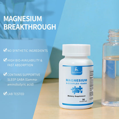 Two Bottles Sixfold Magnesium Complex – 350mg Mg Glycinate/Malate/Citrate/Taurine/Oxide/L-Threonate | Muscles & Nerves, Energy, Sleep Support | Vegan | 90 Capsules