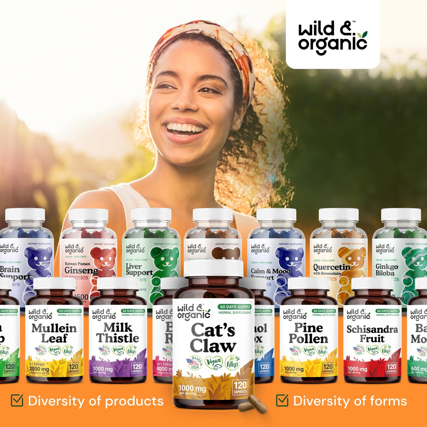 Wild & Organic Cat's Claw Capsules 1000 mg – 60 Day Immune Support