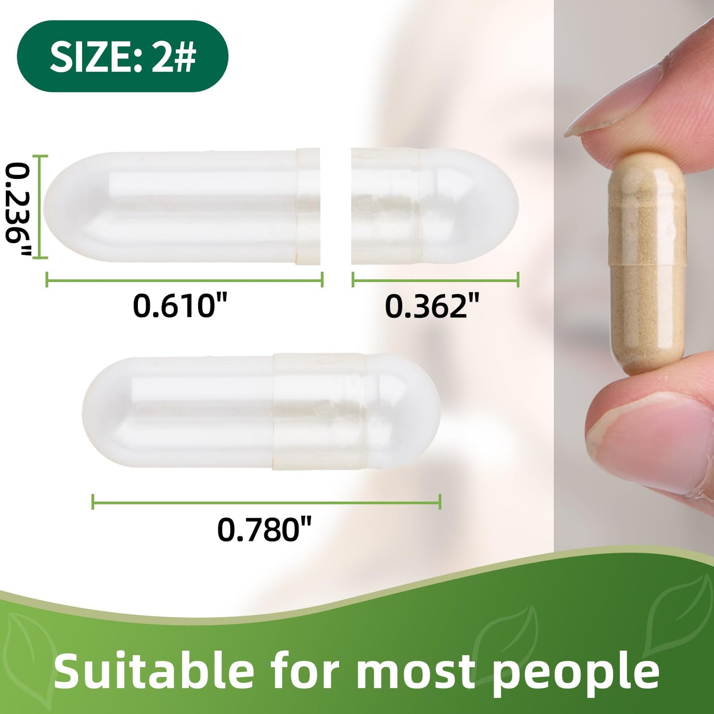 Size 2 Empty Capsules – 100 Count Clear Vegetarian Pill Capsules & Filling Kit