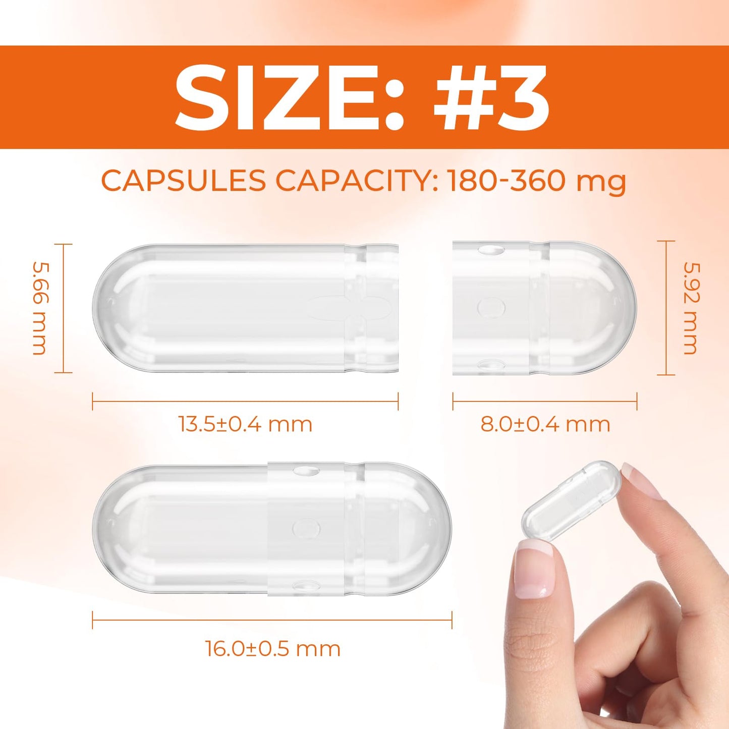 Empty Gelatin Capsules Size 3 – 100 Count | Clear Small Gel Caps for DIY Filling