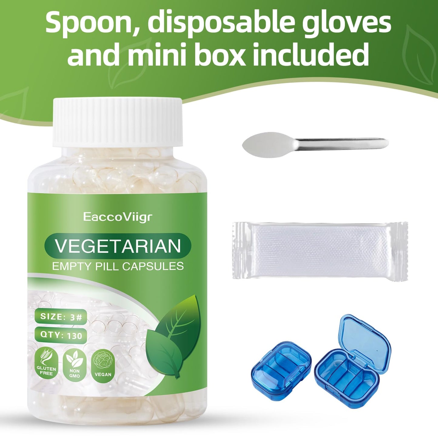 Size 3 Empty Capsules – 130 Count Clear Vegetarian Capsule Kit for DIY Supplements
