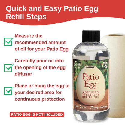 Skeeter Screen Patio Egg Refill Oil 8 oz (2-pack) – DEET-Free Mosquito Deterrent