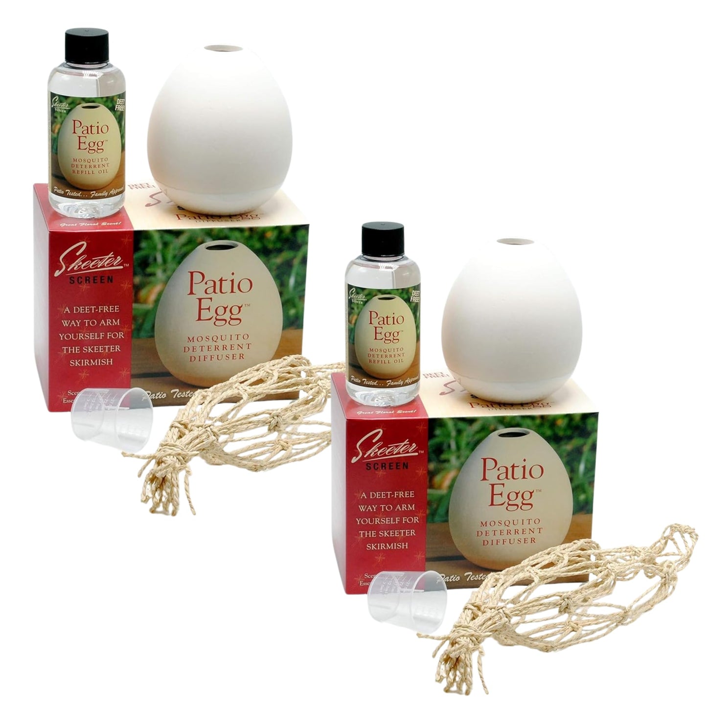 Skeeter Screen Patio Egg Diffuser 2-Pack – Flame-Free Outdoor Essential Oil Set (3-Month Supply)