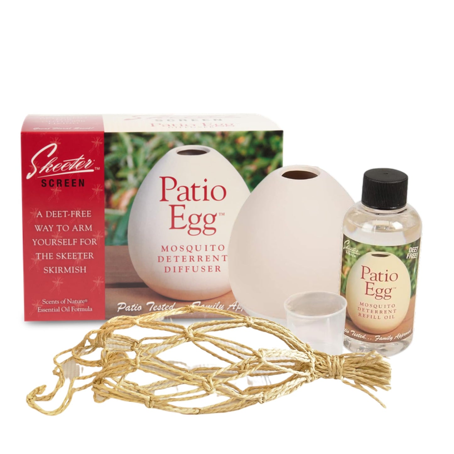 Skeeter Screen Patio Egg Diffuser 2-Pack – Flame-Free Outdoor Essential Oil Set (3-Month Supply)