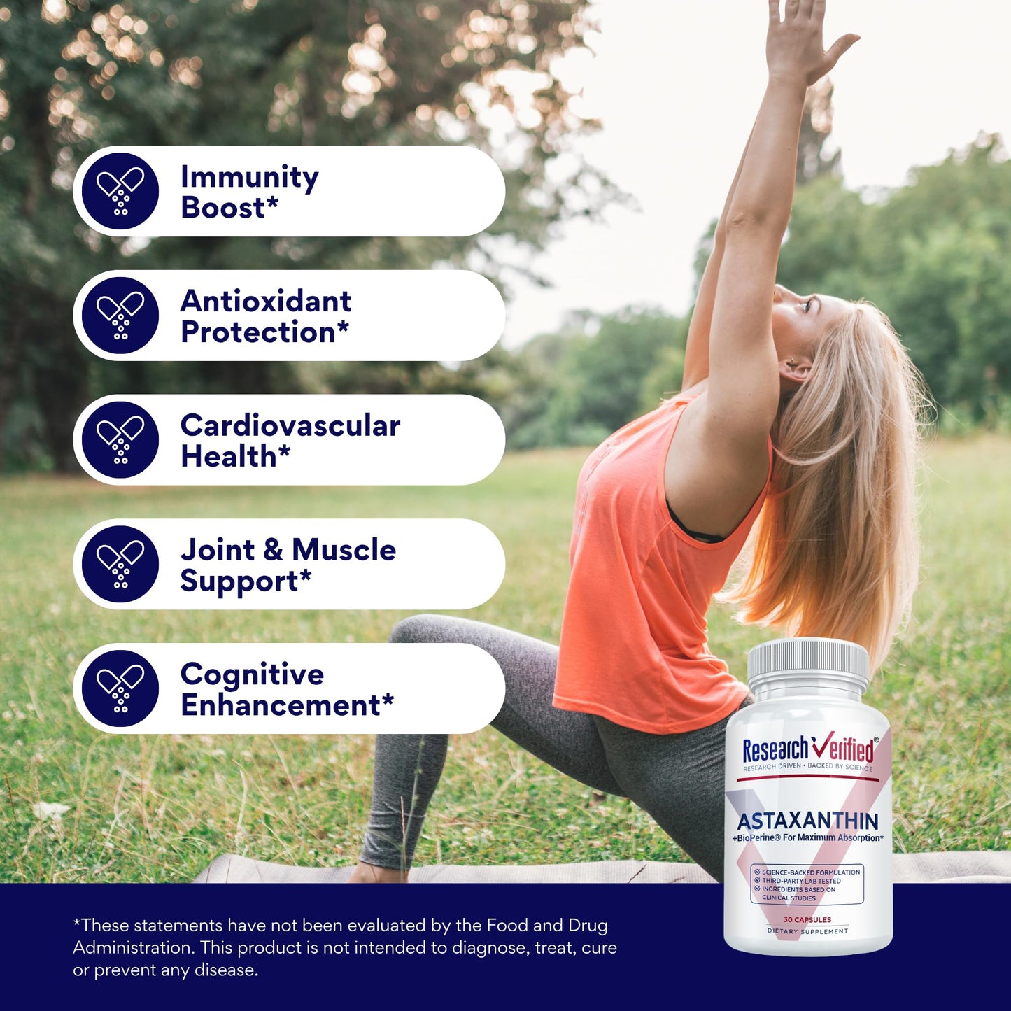 Research Verified Astaxanthin – Powerful Antioxidant for Skin, Eyes & Heart | Made in USA