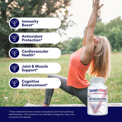 Research Verified Astaxanthin – Powerful Antioxidant for Skin, Eyes & Heart | Made in USA