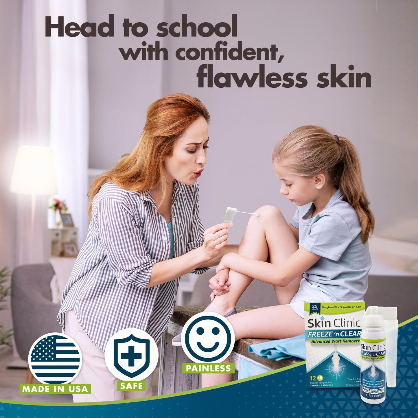Skin Clinic Freeze 'n Clear Advanced Wart Remover — USA-Made Cryo-Freeze Kit with 12 Precision-Tip Applicators | FDA-Cleared