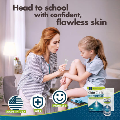 Skin Clinic Freeze 'n Clear Advanced Wart Remover — USA-Made Cryo-Freeze Kit with 12 Precision-Tip Applicators | FDA-Cleared