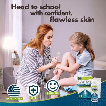 Skin Clinic Freeze 'n Clear Advanced Wart Remover — USA-Made Cryo-Freeze Kit with 12 Precision-Tip Applicators | FDA-Cleared