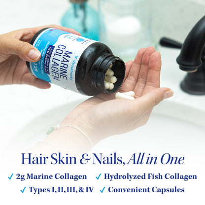 Marine Collagen Capsules with Hyaluronic Acid & Vitamin C | 2,000mg per Serving