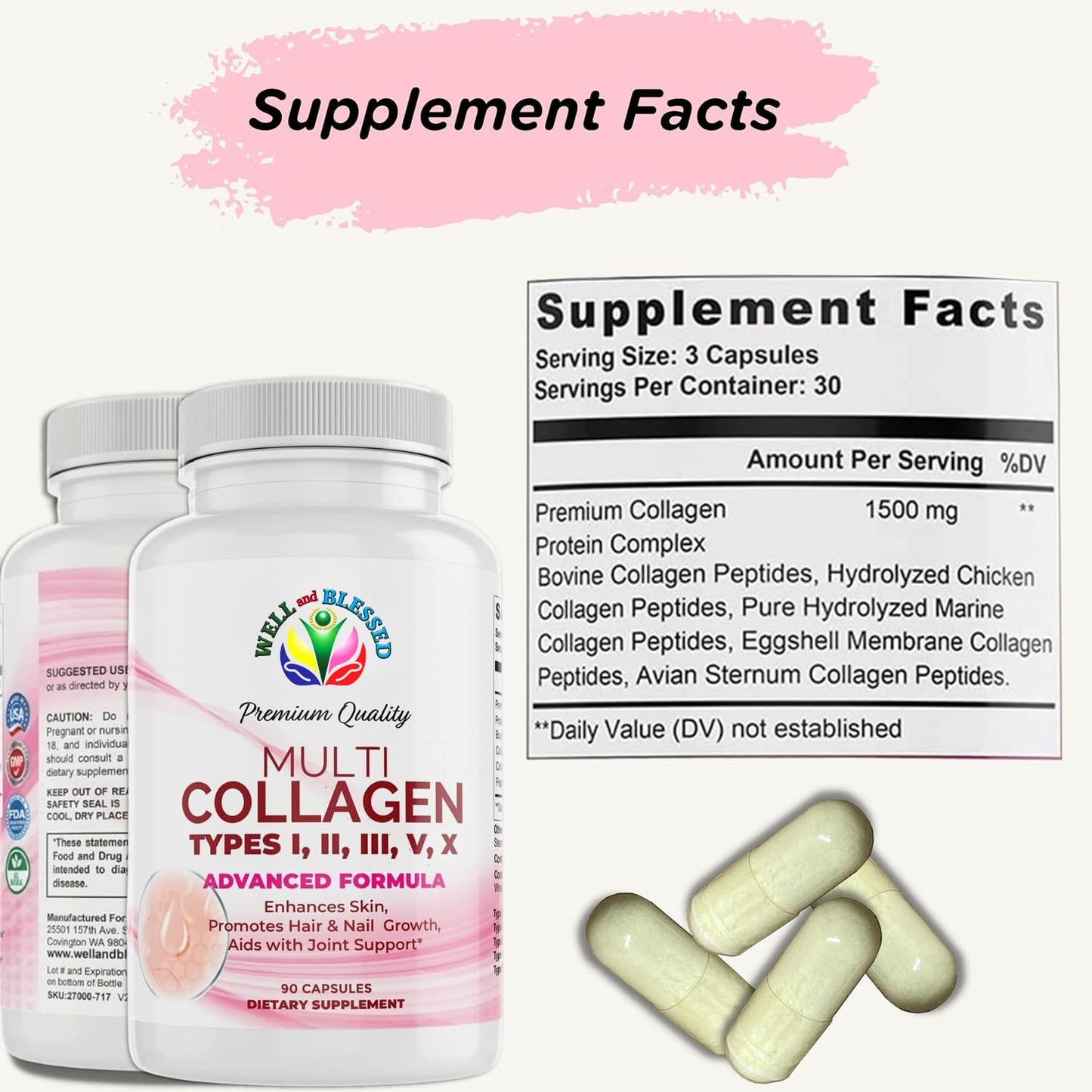 Multi Premium Collagen for Women with Vitamin C - 90 Capsules