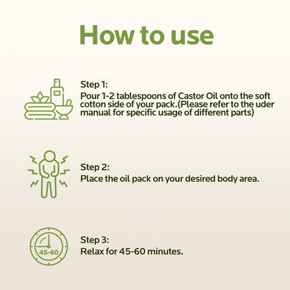 40 Pcs Castor Oil Pack Wrap – Organic Cold-Pressed Castor Oil, 8oz + Patches