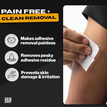 Skin Grip Adhesive Remover Wipes – 50 Ct | Gentle Skin-Safe Removal for Dexcom & CGMs
