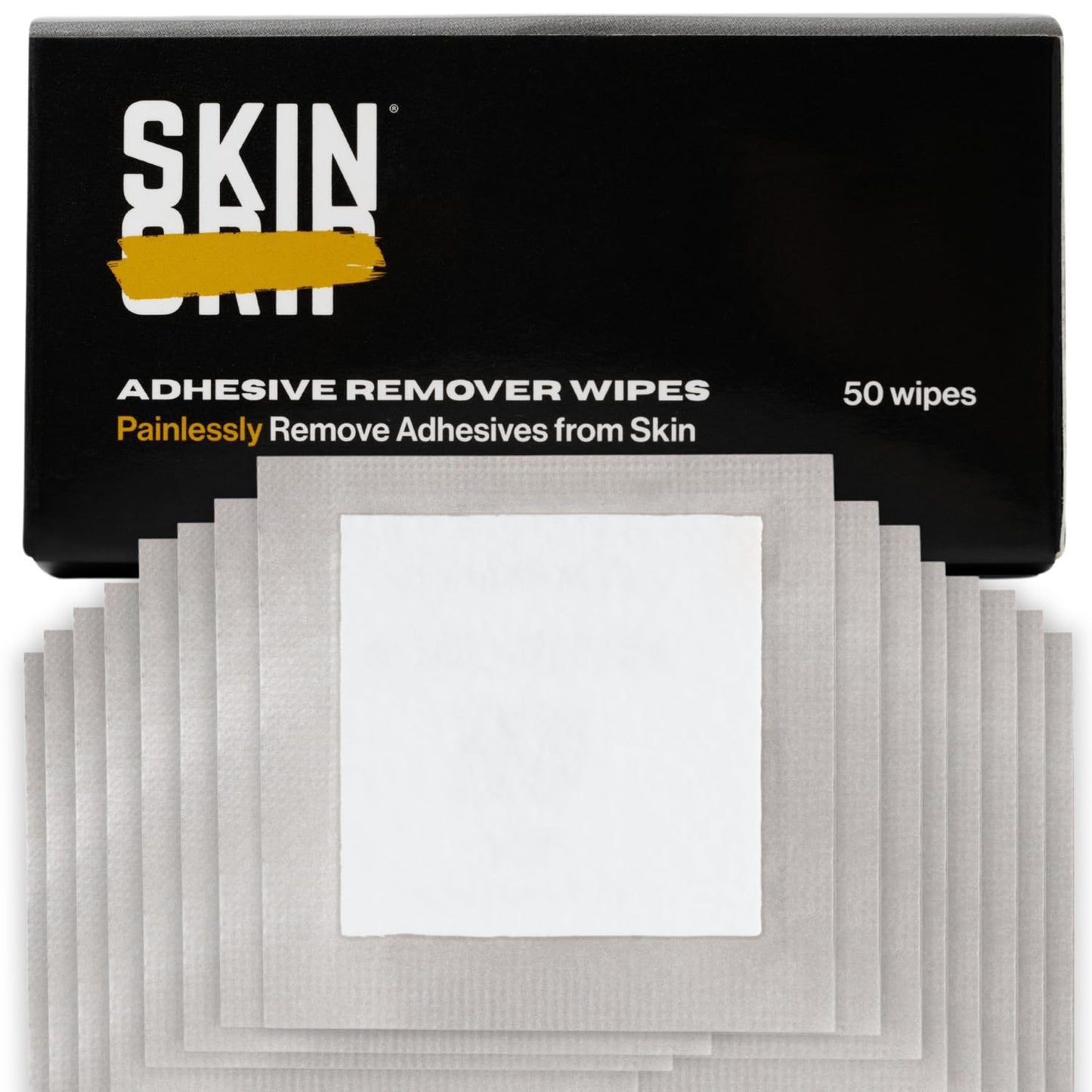 Skin Grip Adhesive Remover Wipes – 50 Ct | Gentle Skin-Safe Removal for Dexcom & CGMs