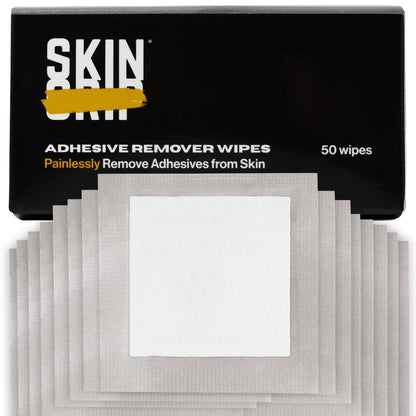 Skin Grip Adhesive Remover Wipes – 50 Ct | Gentle Skin-Safe Removal for Dexcom & CGMs