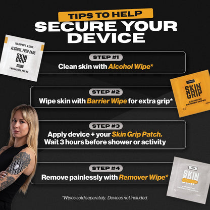 Skin Grip Adhesive Barrier Wipes – 50 Wipes for CGM, Ostomy & Wound Care