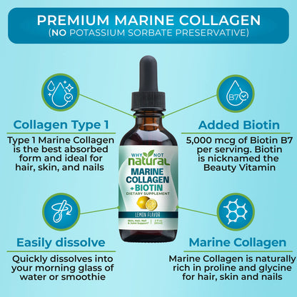 Why Not Natural Liquid Collagen + Biotin Drops for Hair, Skin & Nails