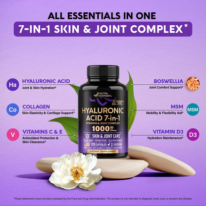 Hyaluronic Acid 1000 mg - 7-in-1 Complex | Made in USA