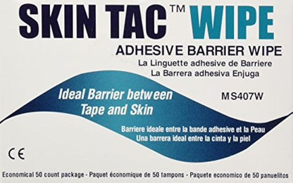 Skin-Tac Adhesive Barrier Wipes 50 Count | Latex-Free, Hypoallergenic Skin Prep