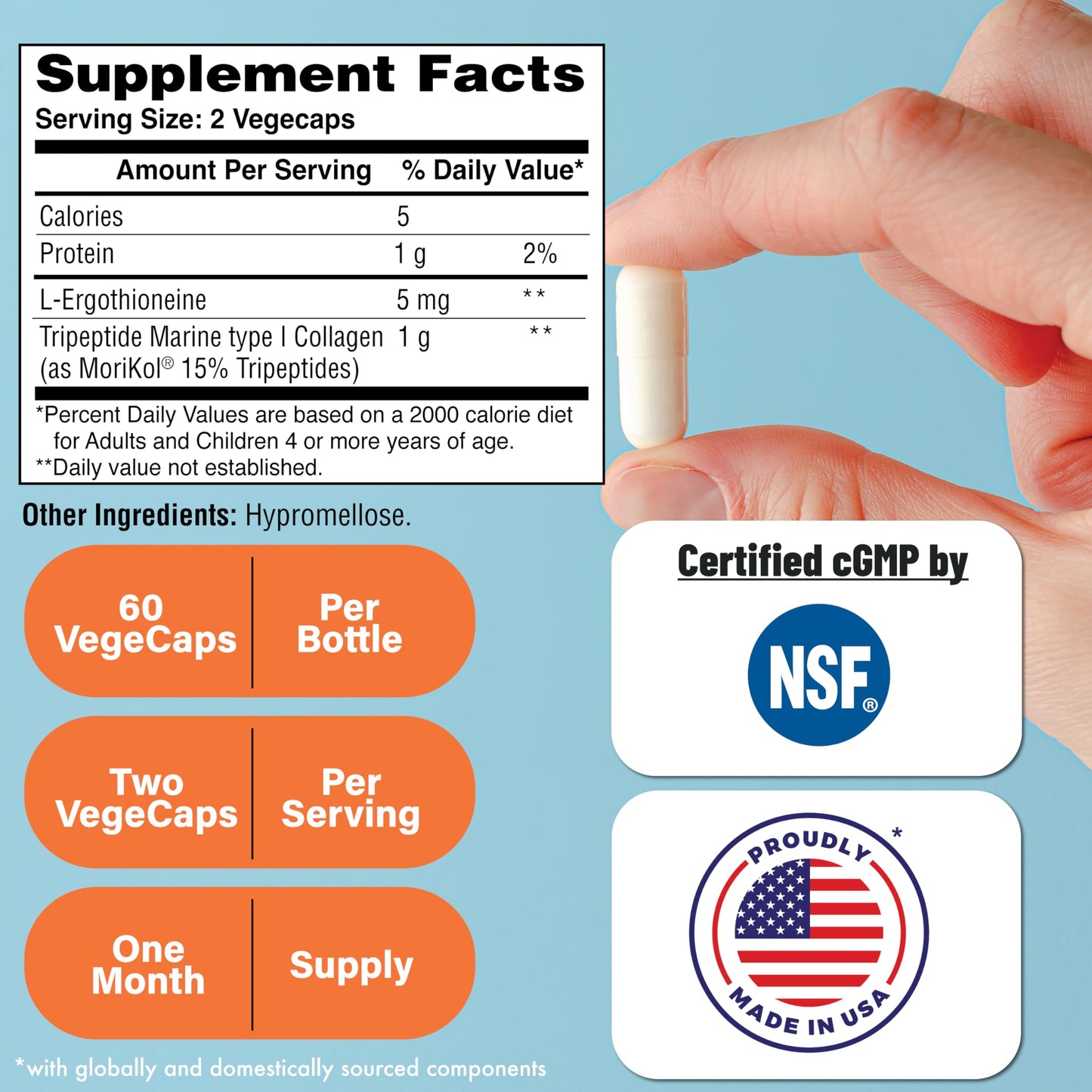 Skineu Collagen Tripeptide + L-Ergothioneine | Morikol Marine Collagen | Advanced Anti-Aging