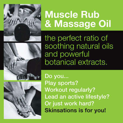 Skinsations Hemp Massage Oil & Sore Muscle Rub – Organic, 10 Essential Oils