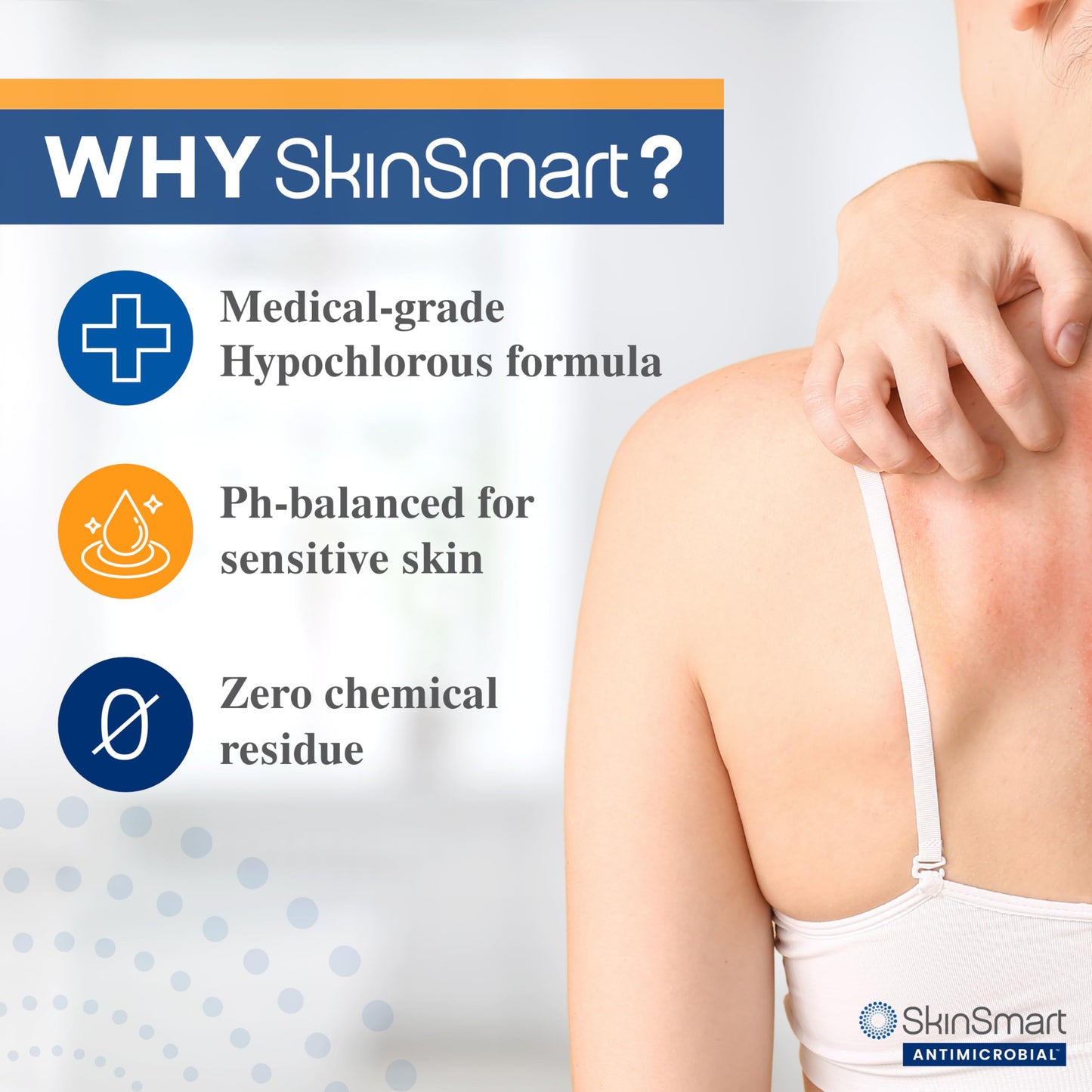 SkinSmart Antimicrobial Eczema Therapy with Hypochlorous Acid | 8 oz Clear Spray for Adults, Kids & Seniors