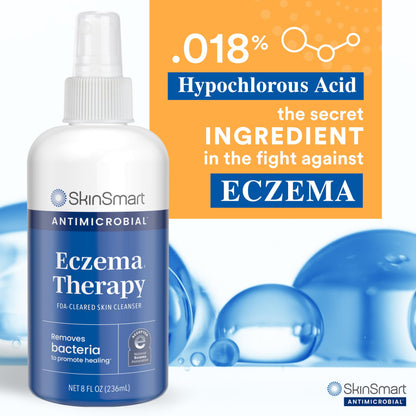 SkinSmart Antimicrobial Eczema Therapy with Hypochlorous Acid | 8 oz Clear Spray for Adults, Kids & Seniors